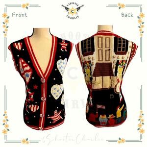 Vintage Rare Eagle’s Eye Collectible 4th Of July Patriotic Parade Sweater Vest M